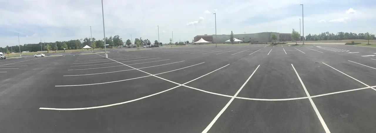 First Baptist Church large parking lot paving and striping in Rogers, AR